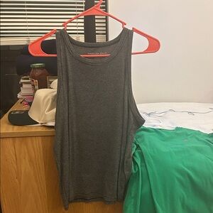 American Eagle Outfitters Striped Charcoal Tank Top